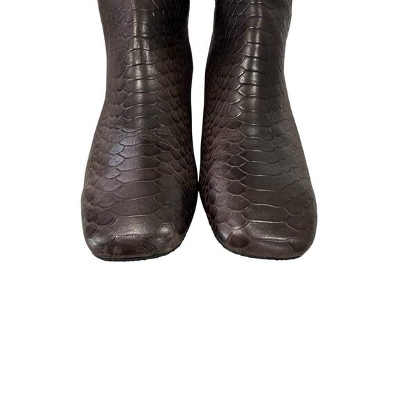 DONALD PLINER Two Tone Brown Black Leather Tall Zip Boots Annika Size 10M - Picture 3 of 11